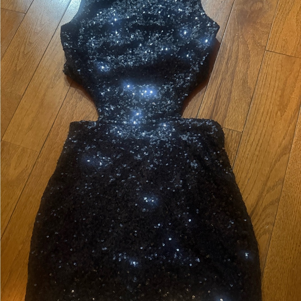 Tobi Black Sequin Cutout Dress